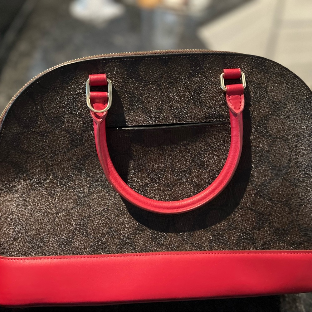 Coach Signature Sierra Brown and Red Satchel - Picture 6 of 12